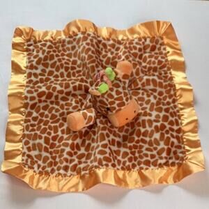 Nurture Plush Giraffe Security Blanket Satiny Velvety Cuddle Blankie Lovey Toy